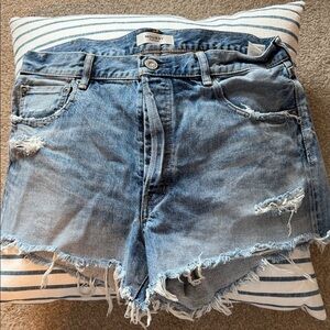Moussy Light Blue Frayed Denim Shorts size 31